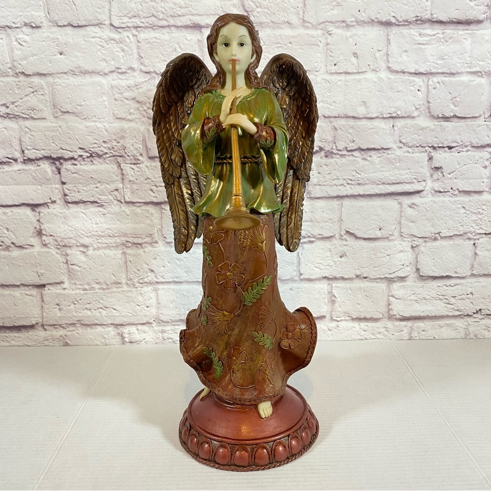Ornate Angel Figurine with Trumpet SEE DESCRIPTION